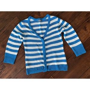 NY Collection Striped Sweater Button‎ Up Cardigan Size Small